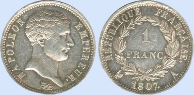 1 Franc NAPOLEON EMPEREUR Tte de ngre